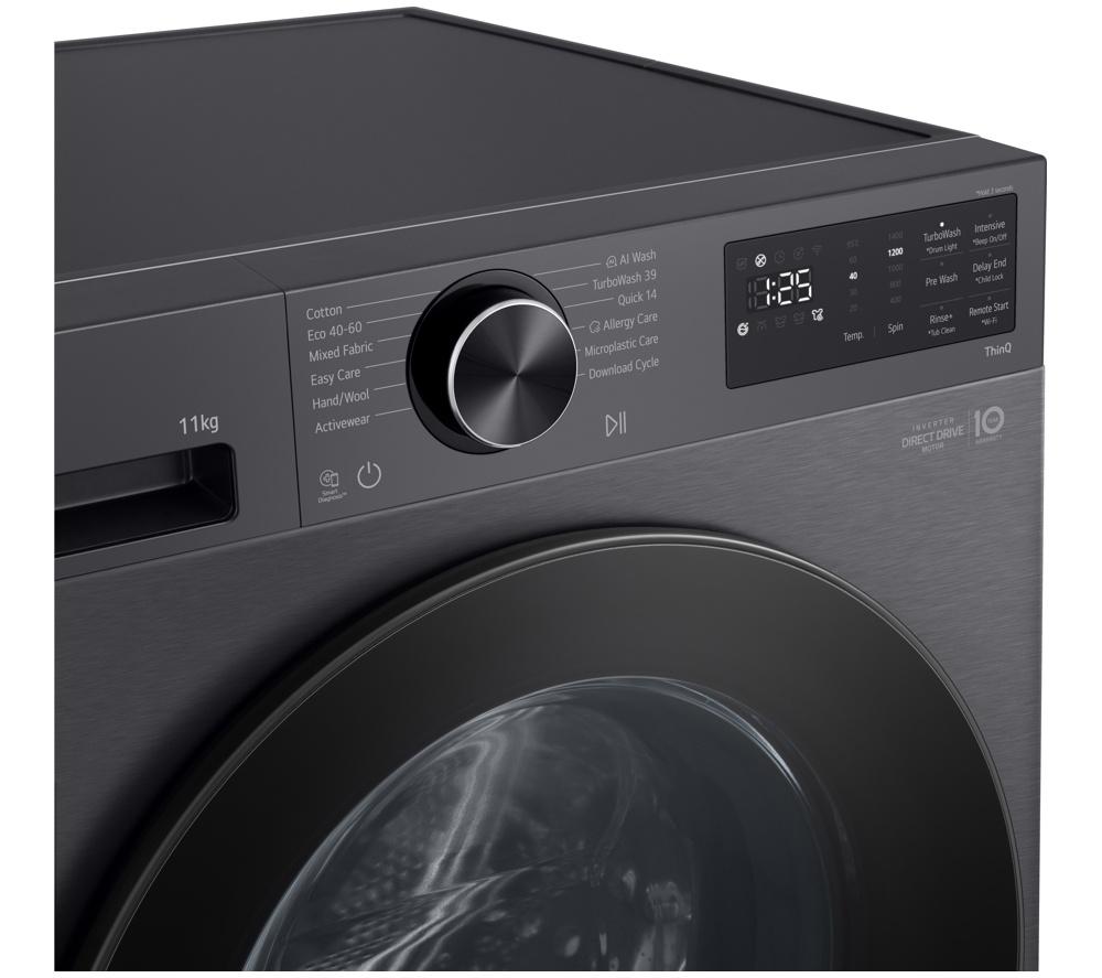 Lavadora de carga frontal LG Serie 5 AI Direct Drive F4X5011TBB, 11 kg, 1400 rpm, Grafito
