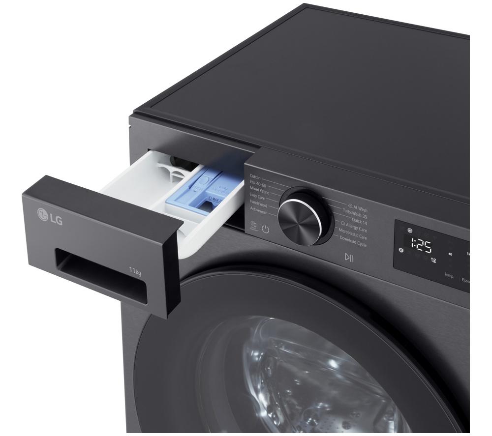 Lavadora de carga frontal LG Serie 5 AI Direct Drive F4X5011TBB, 11 kg, 1400 rpm, Grafito