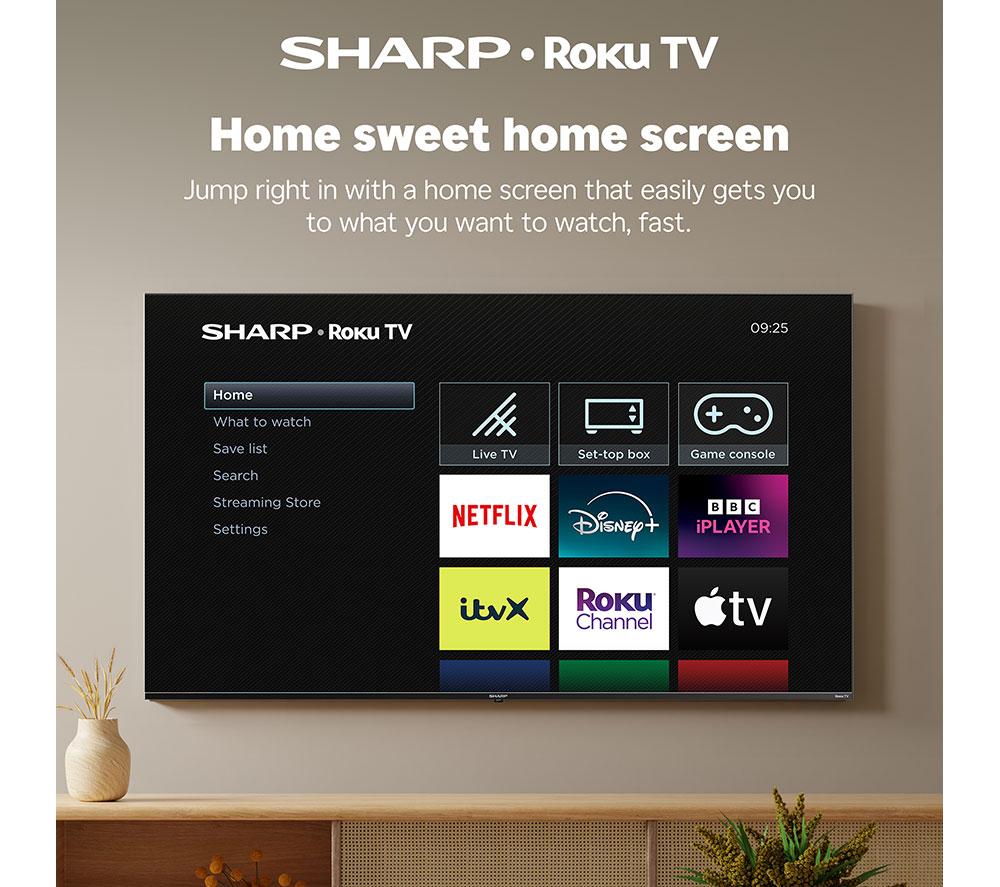 SHARP 1T-C24HD2725KB Roku TV 24" Smart HD Ready HDR LED TV