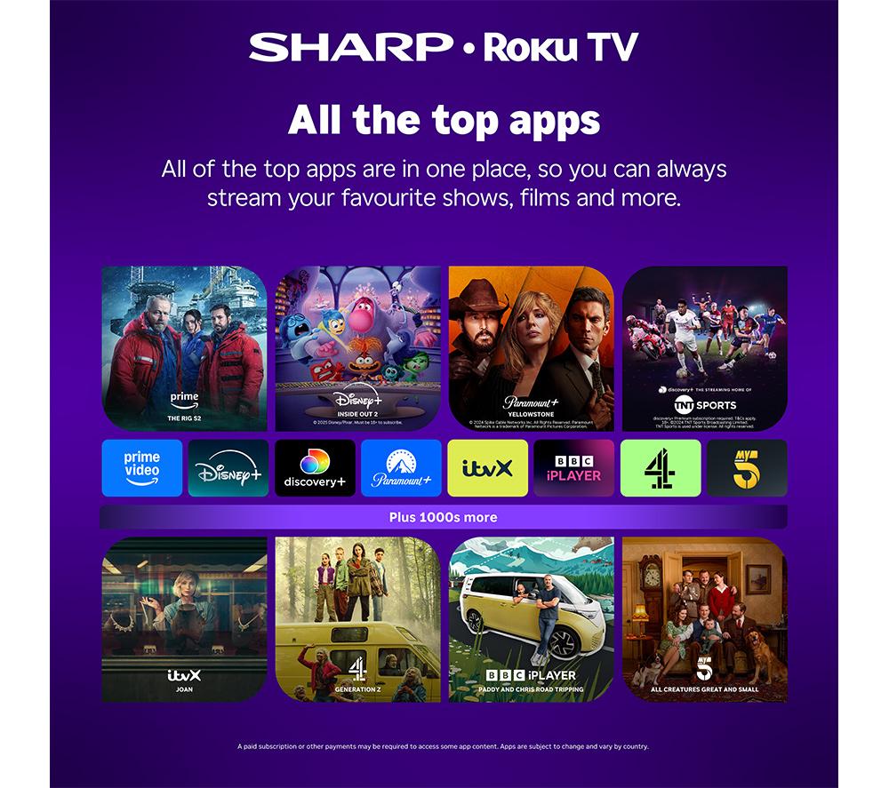 SHARP 4T-C43HJ4725K 43" Smart 4K Ultra HD HDR LED TV