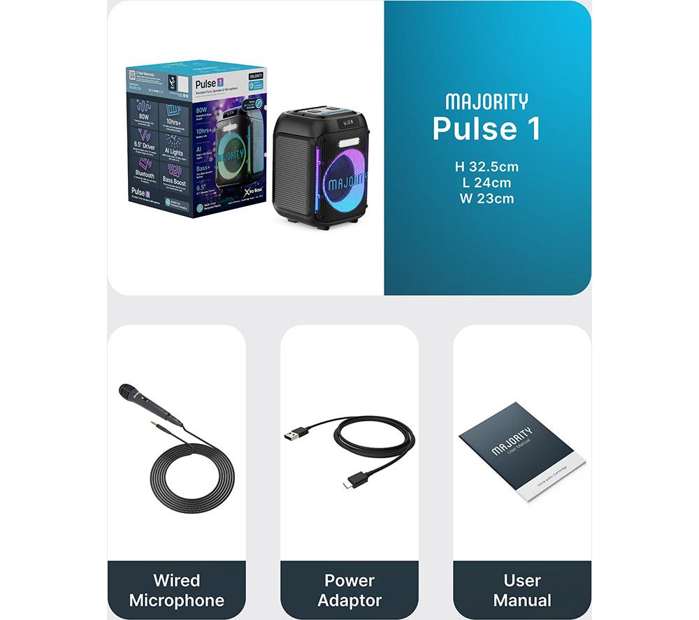 MAJORITY Pulse 1 Portable Bluetooth Megasound Party Speaker - Black