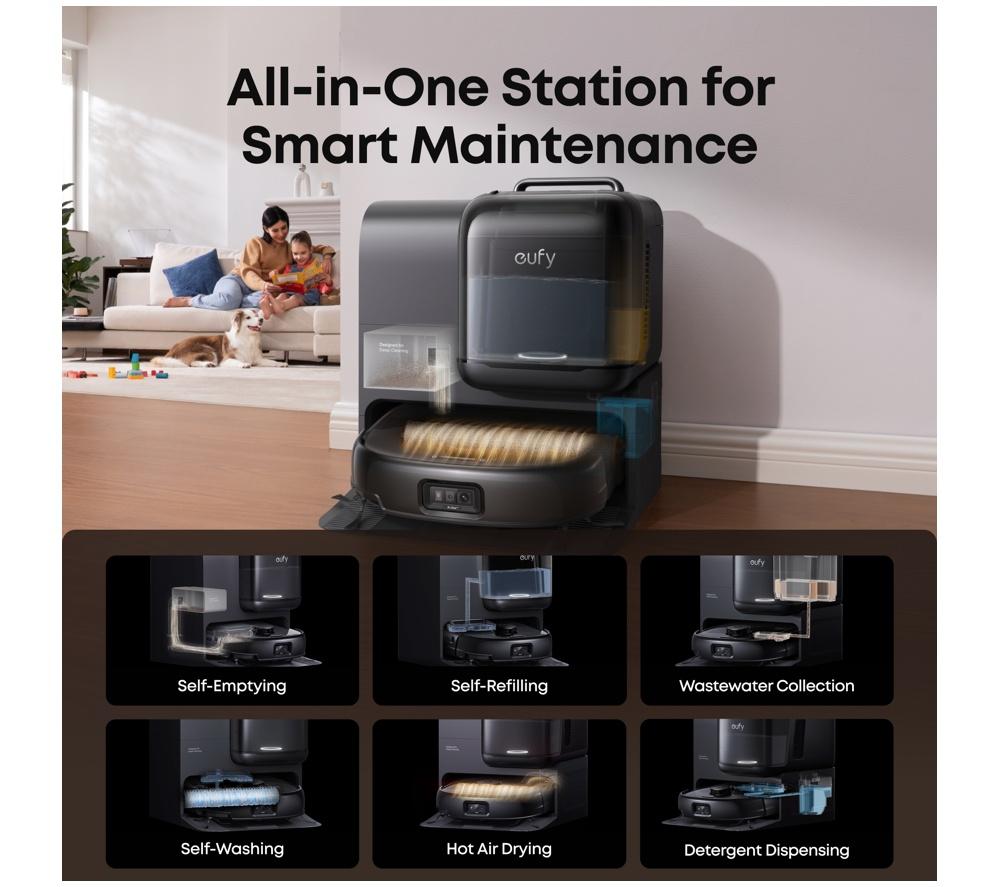 EUFY Omni E28 Robot Vacuum & Mop with All-in-One Station & Portable Deep Cleaner - Black