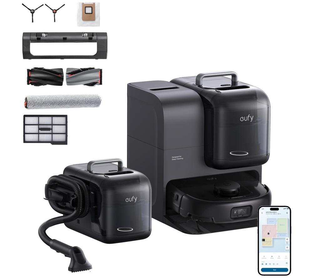 EUFY Omni E28 Robot Vacuum & Mop with All-in-One Station & Portable Deep Cleaner - Black