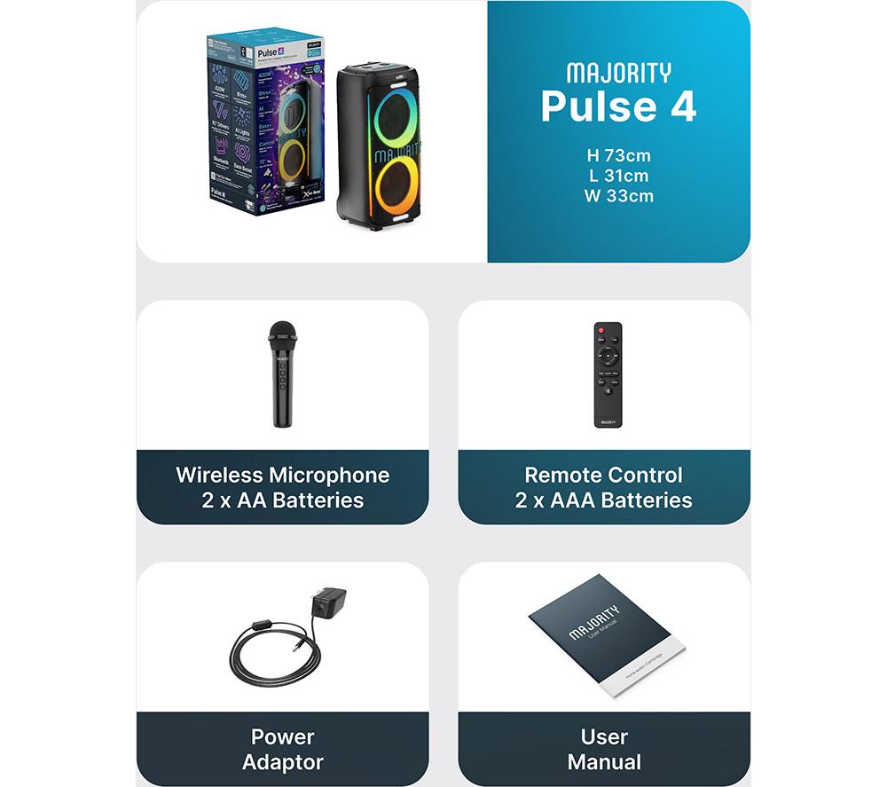 MAJORITY Pulse 4 Portable Bluetooth Megasound Party Speaker - Black