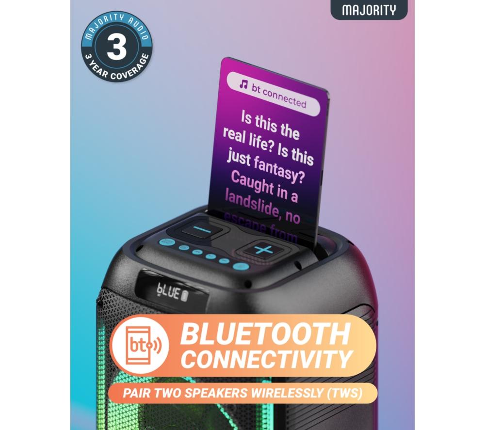 Altavoz Portátil para Fiestas Bluetooth Megasound MAJORITY Pulse 2 - Negro