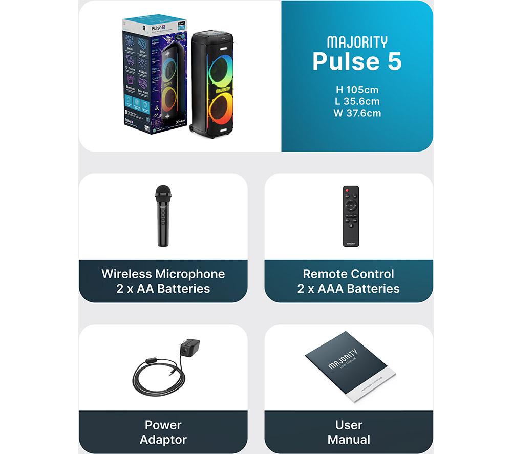 MAJORITY Pulse 5 Portable Bluetooth Megasound Party Speaker - Black