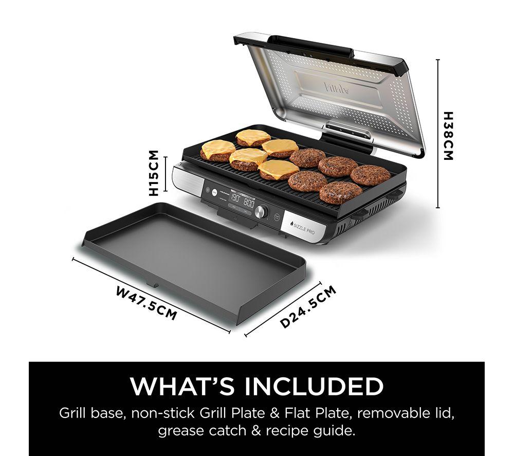 NINJA Sizzle Pro XL GX101UK Indoor Grill & Flat Plate - Black & Silver
