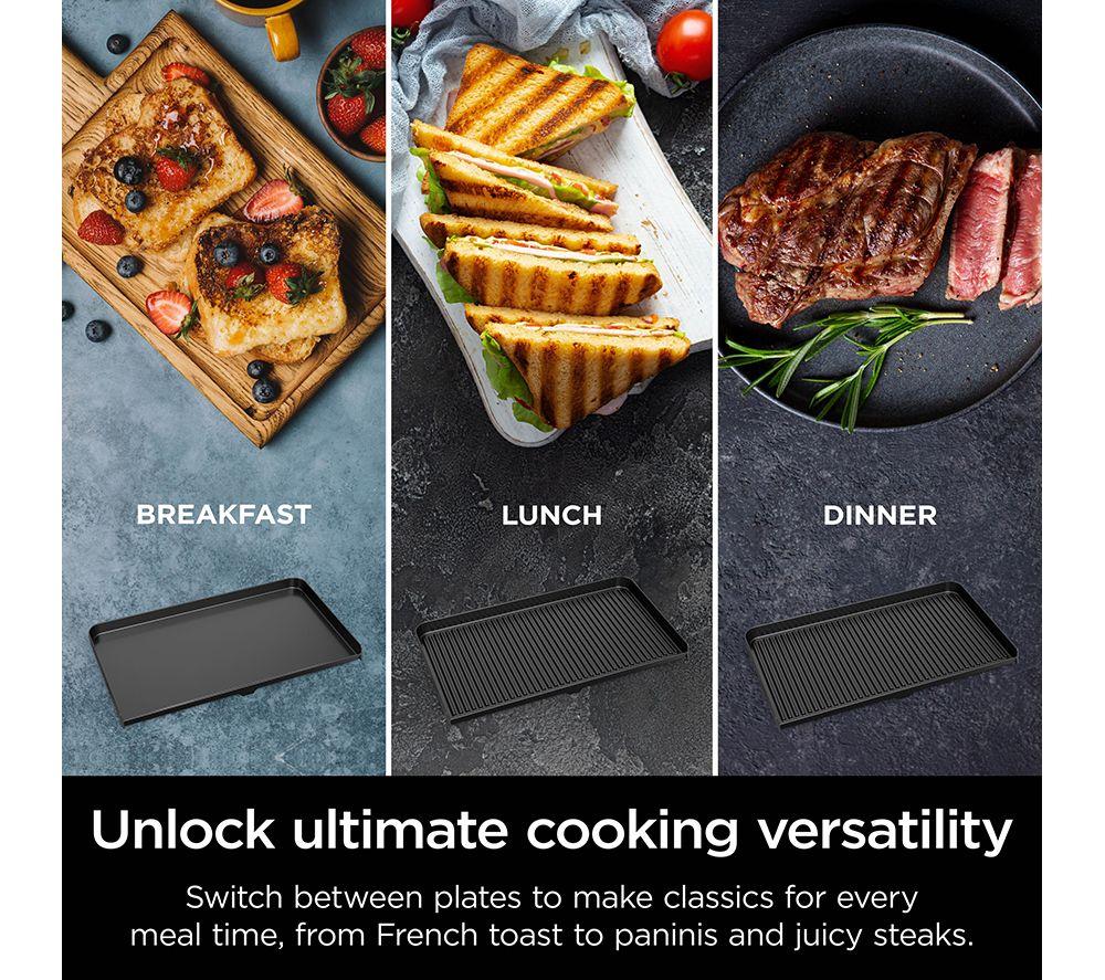 NINJA Sizzle Pro XL GX101UK Indoor Grill & Flat Plate - Black & Silver