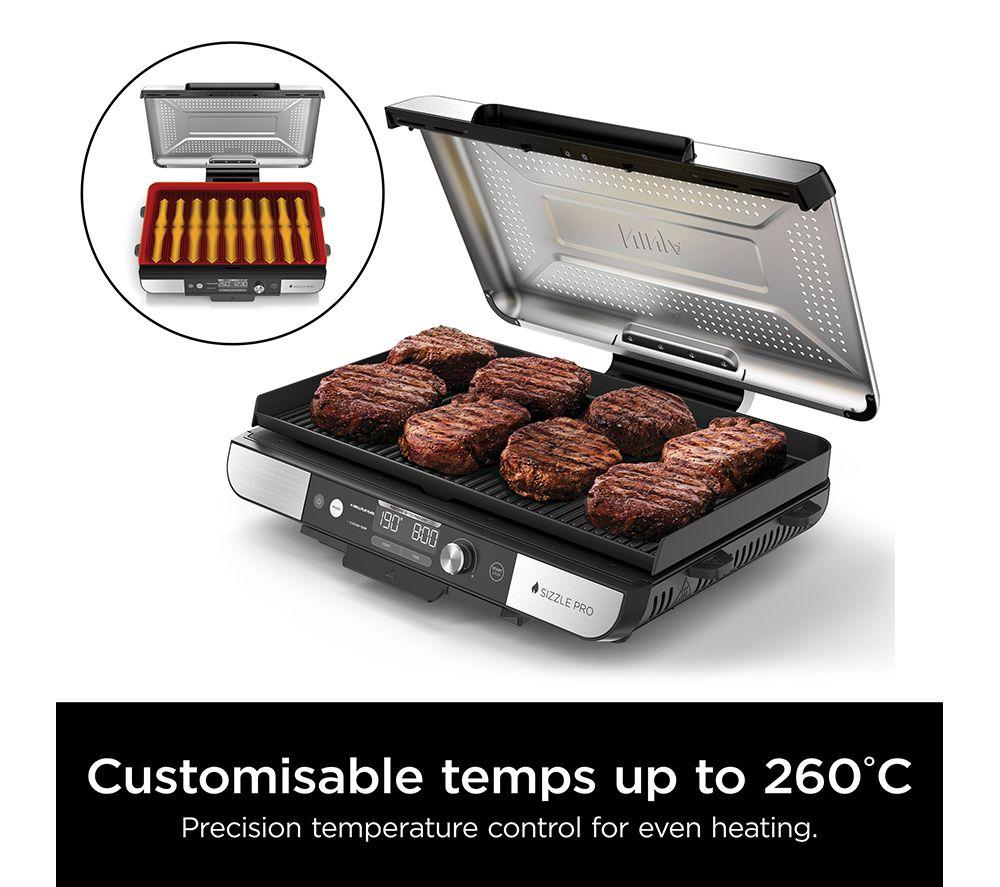 NINJA Sizzle Pro XL GX101UK Indoor Grill & Flat Plate - Black & Silver