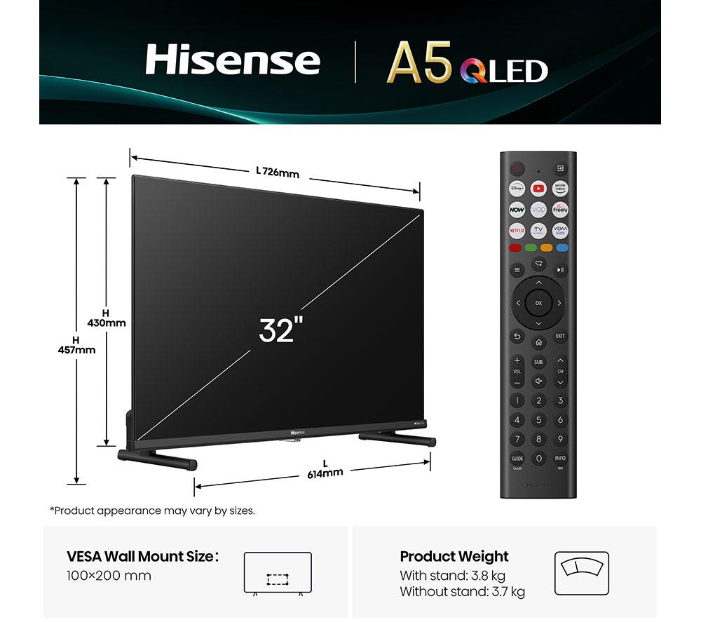 HISENSE A5Q 32" QLED Full HD HDR Smart TV mit Freely - 32A5QTUK