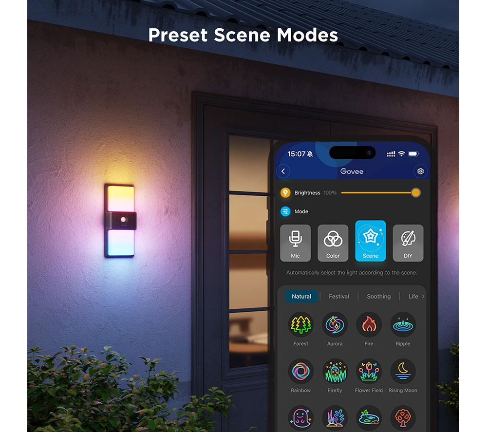 GOVEE H7078 Smart Outdoor Wall Light - Black