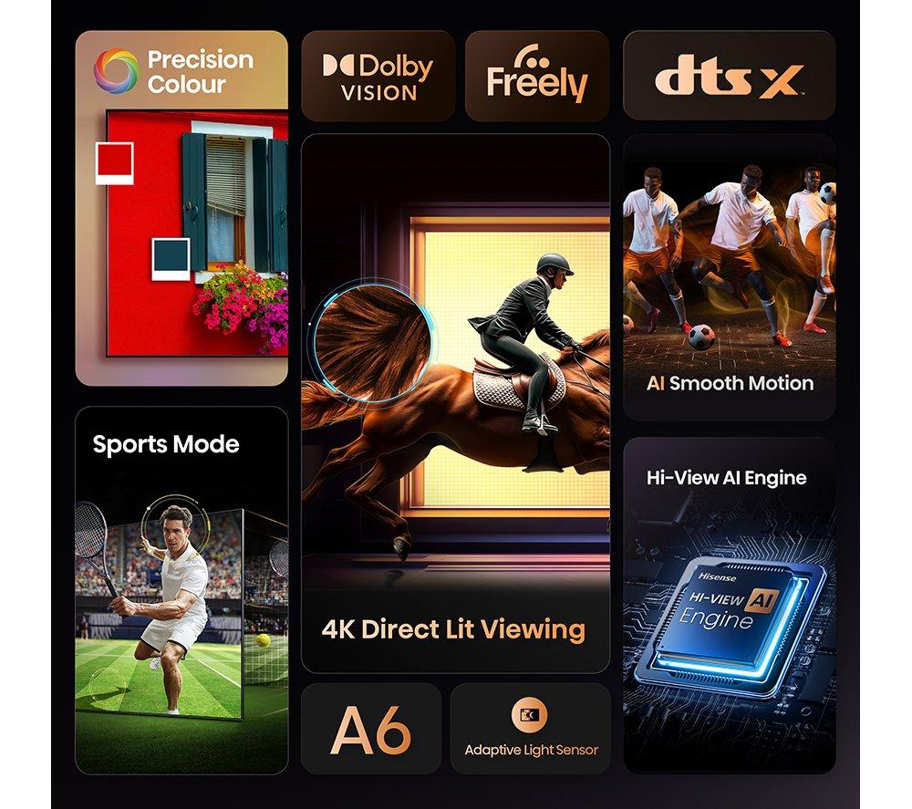 HISENSE A6Q 65" LED 4K HDR Smart TV con Freely - 65A6QTUK