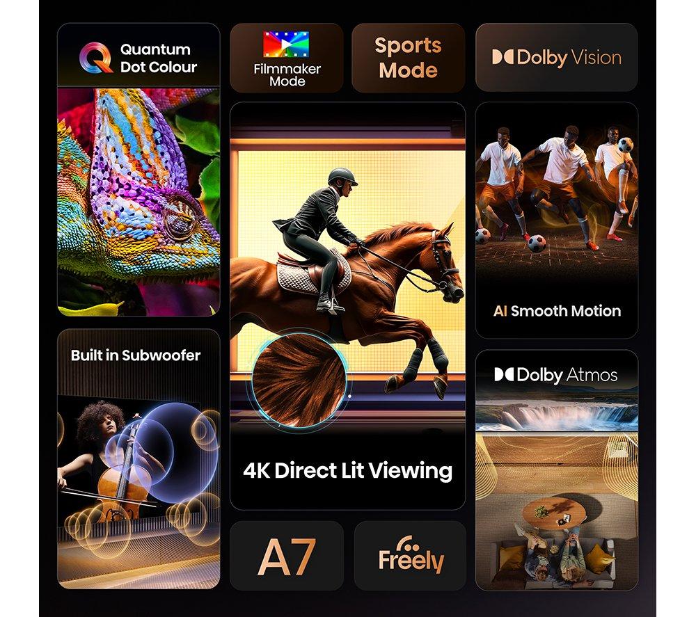 HISENSE A7Q 43" QLED 4K Smart AI TV with Freely - 43A7QTUK