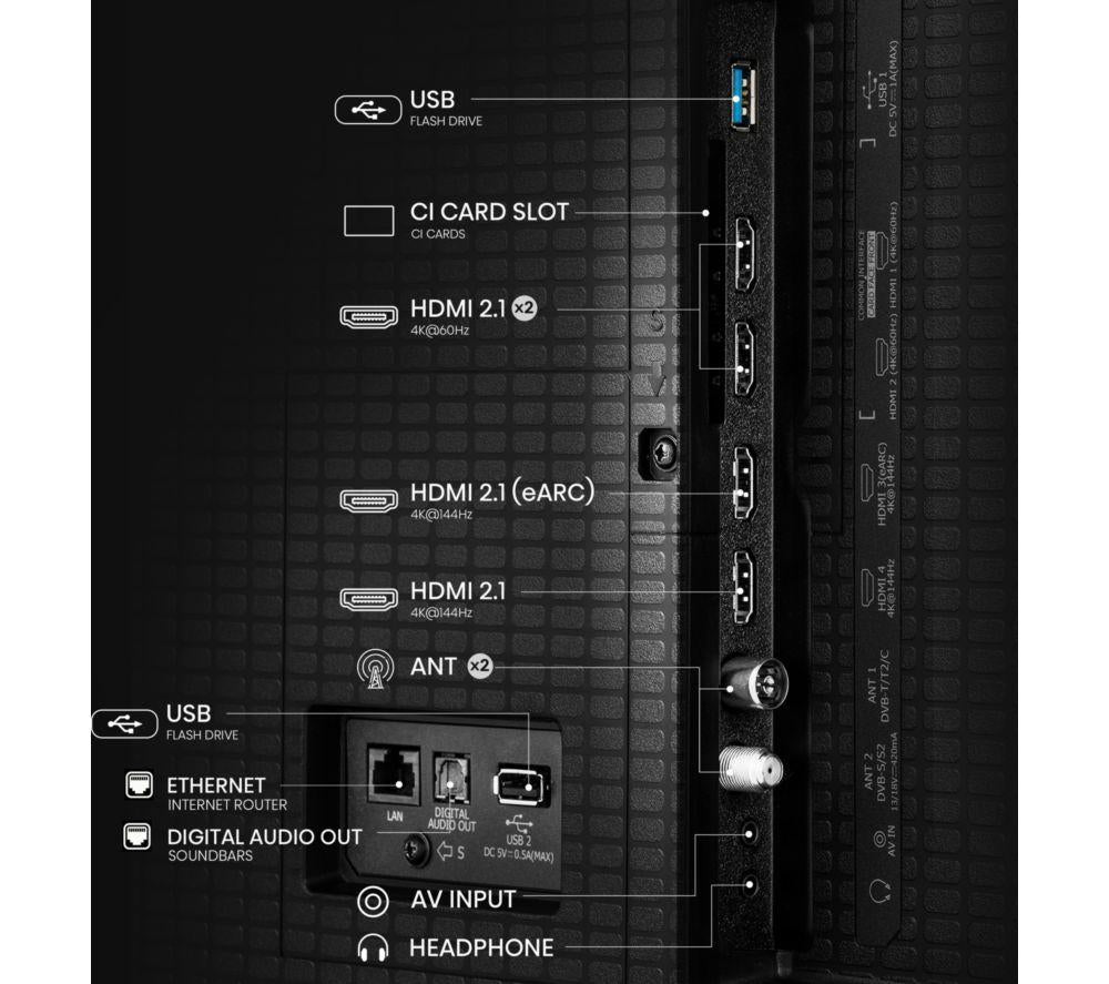 HISENSE U7Q 85" Mini LED 4K 144Hz Smart AI TV with Freely - 85U7QTUK