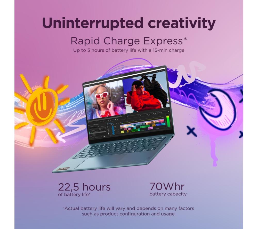 LENOVO Yoga Slim 7 14" Laptop - AMD Ryzen AI 5, 512 GB SSD, Tidal Teal