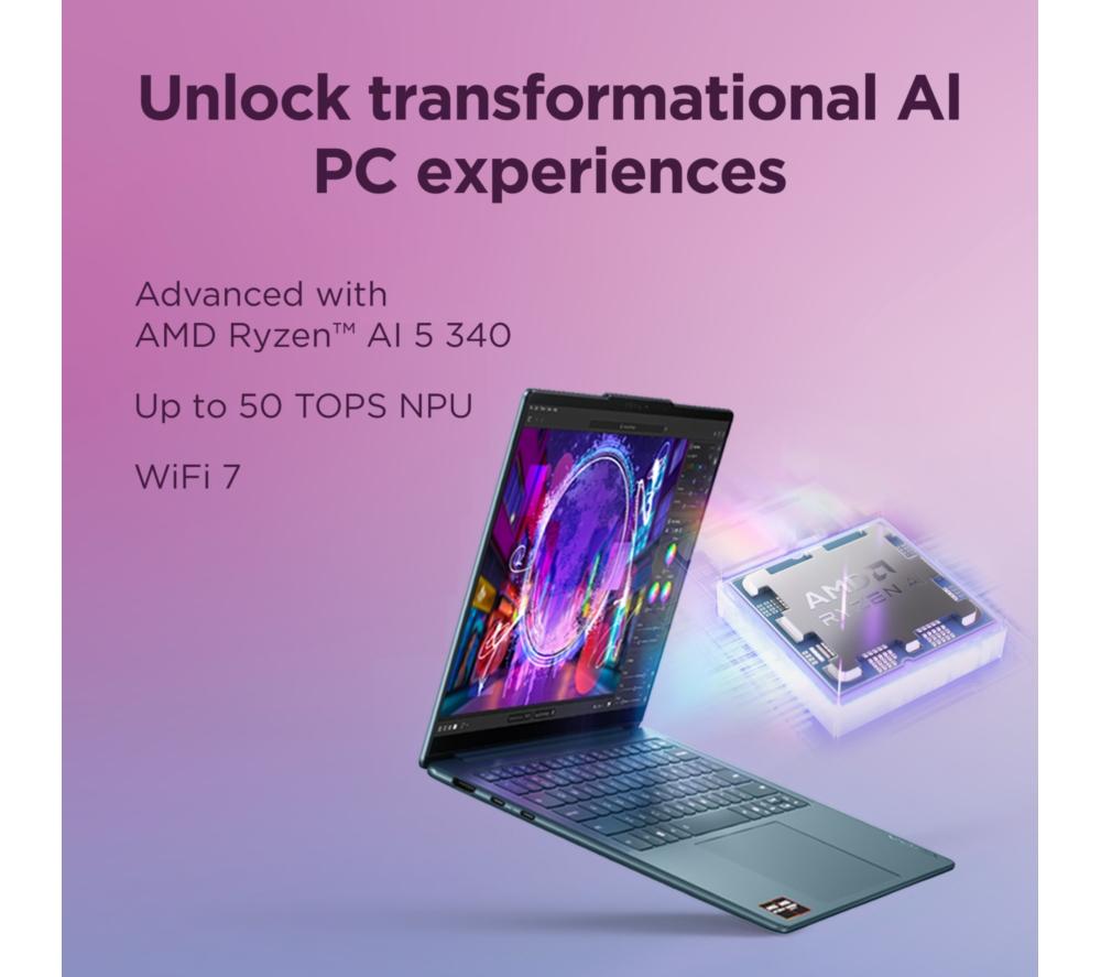 LENOVO Yoga Slim 7 14" Laptop - AMD Ryzen AI 5, 512 GB SSD, Tidal Teal