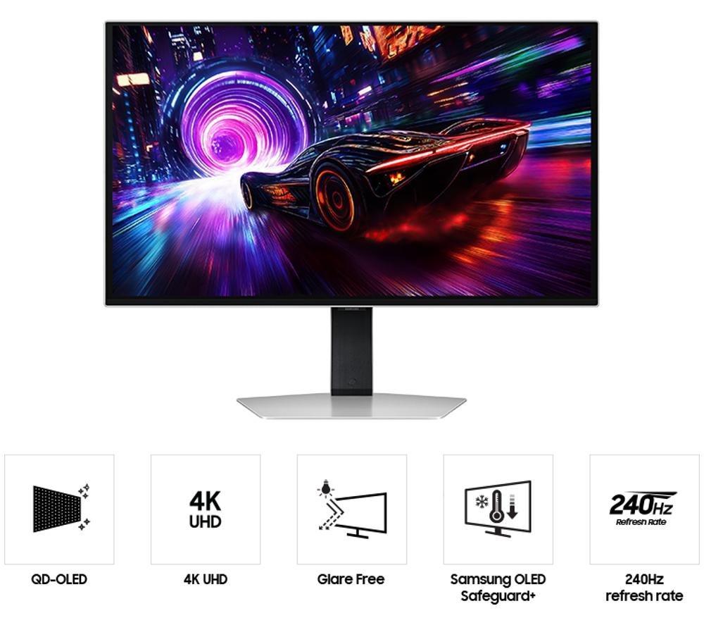 SAMSUNG Odyssey G8 LS27FG810SUXXU 4K Ultra HD 27" QD-OLED Gaming-Monitor – Silber