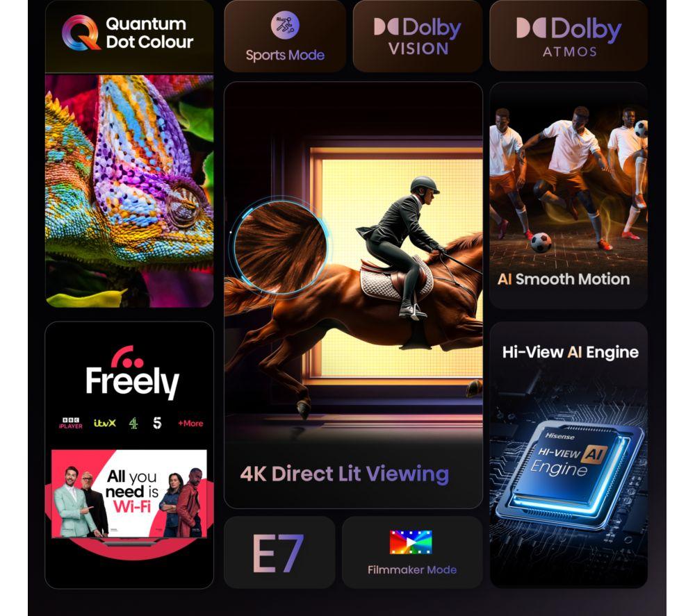 HISENSE E7Q 43" QLED 4K Smart AI TV with Freely - 43E7QTUK