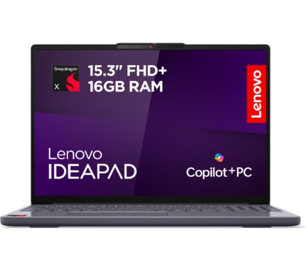 LENOVO IdeaPad Slim 3 15.3" Laptop, Copilot+ PC - Snapdragon X, 256 GB SSD, Luna Grey