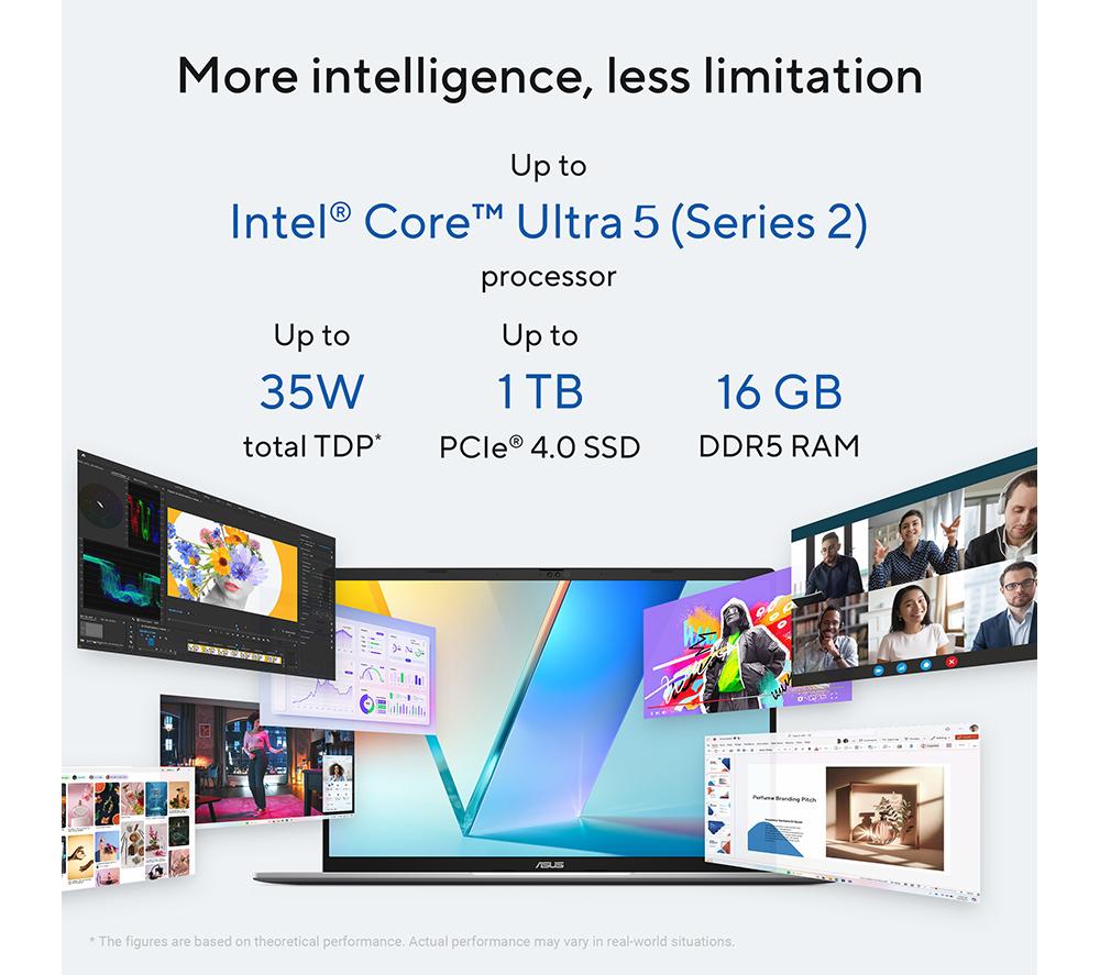 Portátil ASUS Vivobook S16 OLED S3607CA de 16", PC - Intel® Core™ Ultra 5, SSD de 1 TB, Plata