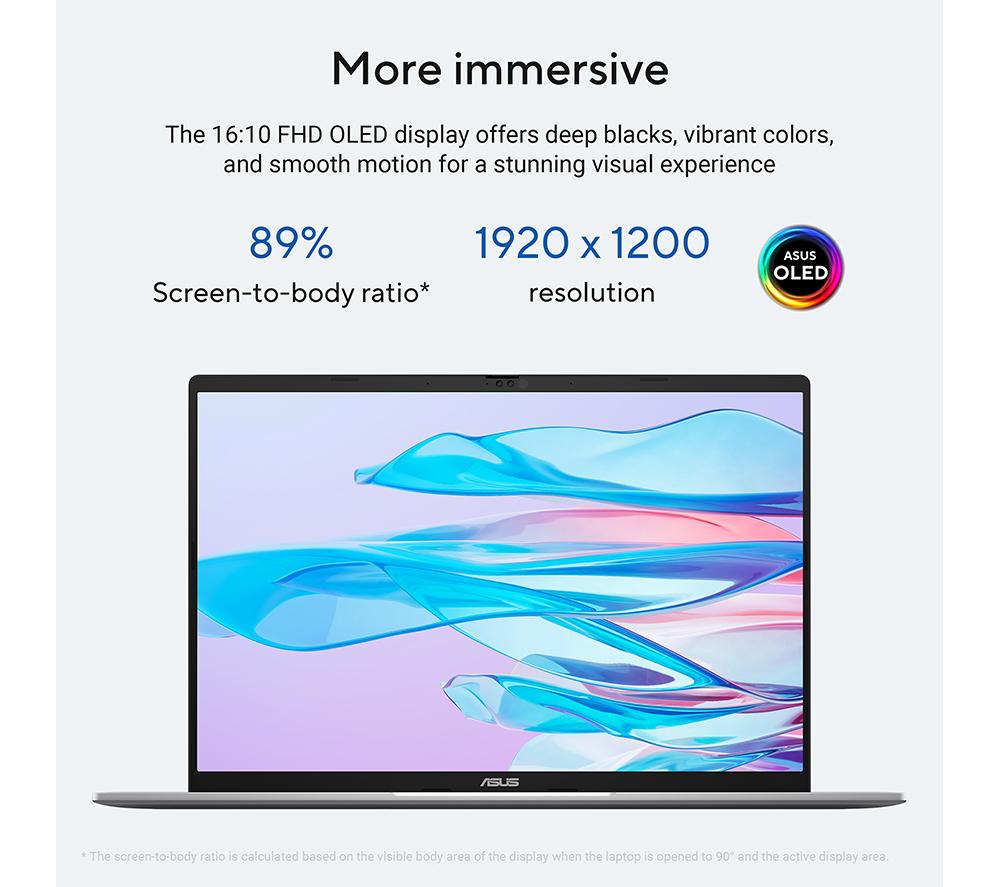 Portátil ASUS Vivobook S16 OLED S3607CA de 16", PC - Intel® Core™ Ultra 5, SSD de 1 TB, Plata