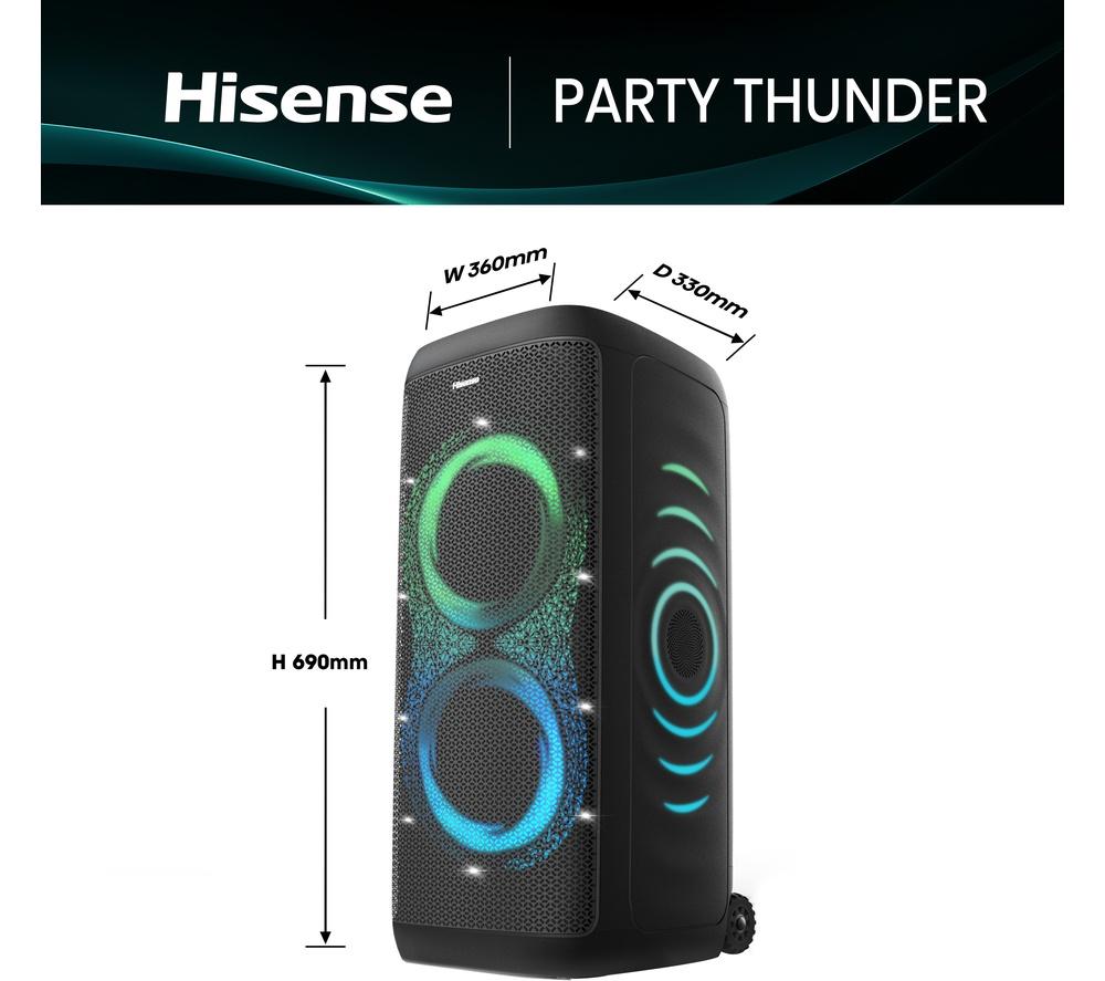 HISENSE Party Thunder Bluetooth Megasound Party Speaker - Black