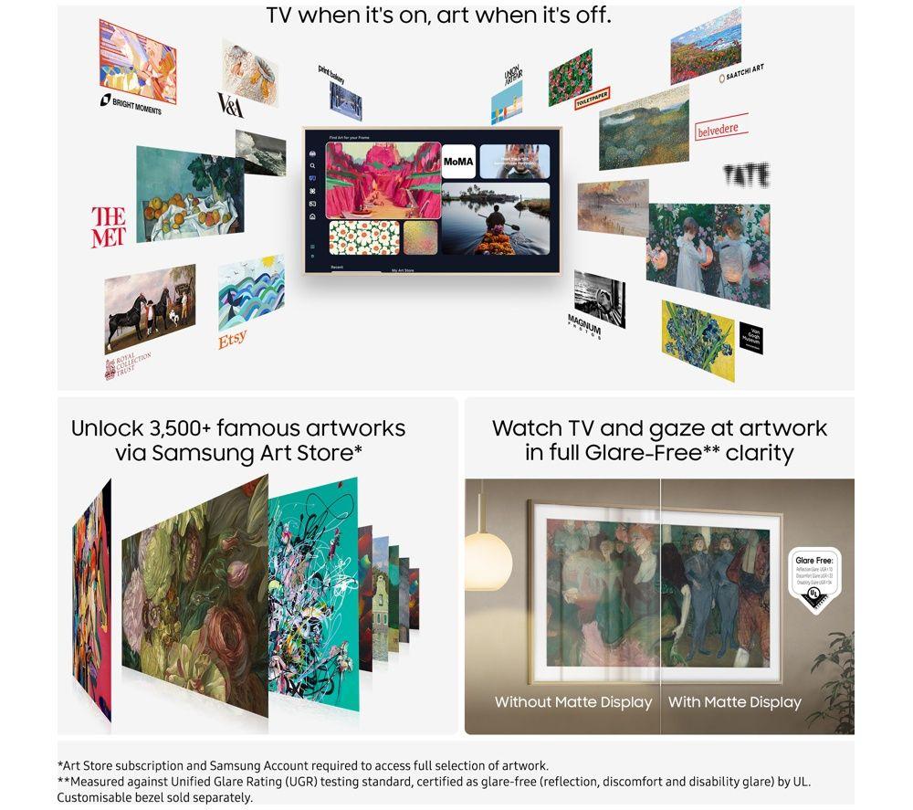 SAMSUNG The Frame Pro (2025) 85" Neo QLED 4K Art Mode Smart AI TV with Slim Fit Wall Mount - QE85LS03FW