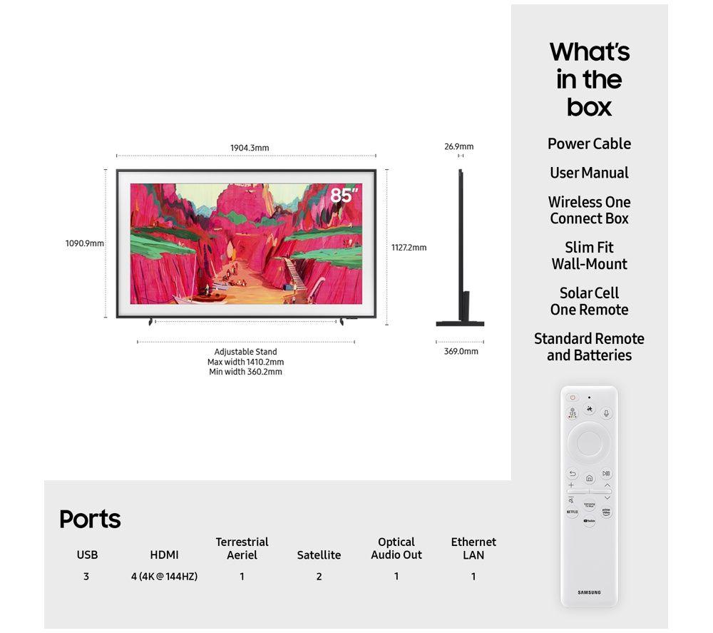 SAMSUNG The Frame Pro (2025) 85" Neo QLED 4K Art Mode Smart AI TV with Slim Fit Wall Mount - QE85LS03FW