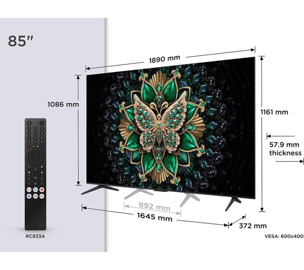 TCL C6K 85" QD-Mini LED 4K HDR Smart Google TV - 85C6K