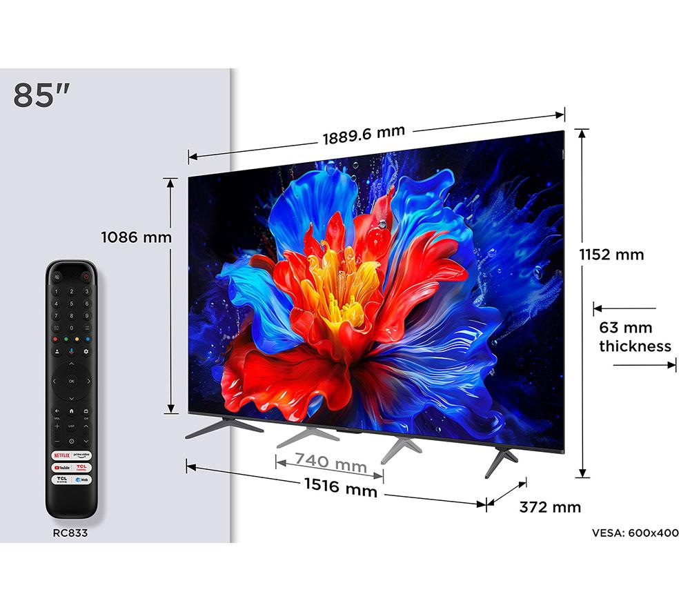 TCL 85P8K Smart TV QLED HDR 4K Ultra HD de 85"