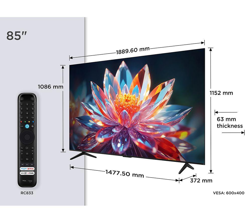 TCL T6C 85" QLED 4K HDR Smart Fire TV with Freely - 85T6C-UK