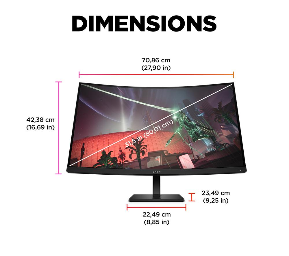 HP OMEN 32c Quad HD 31.5" LED Gaming Monitor - Black