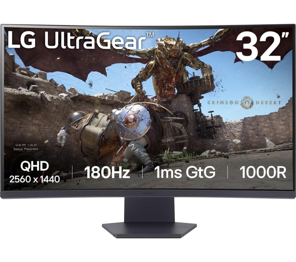 LG UltraGear 32GS60QC-B.AEKQ Quad HD 32" Curved VA LCD Gaming Monitor - Black