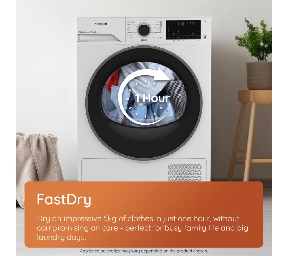 HOTPOINT FabricCare C HD 84M WBS UK WiFi-enabled 8 kg Heat Pump Tumble Dryer - White