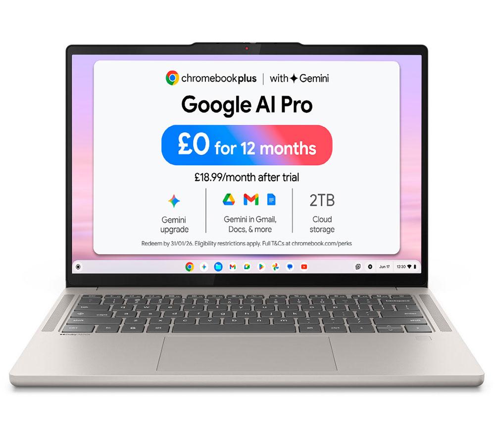 LENOVO Chromebook Plus 14" - MediaTek Kompanio Ultra 910, 256 GB UFS, Grey