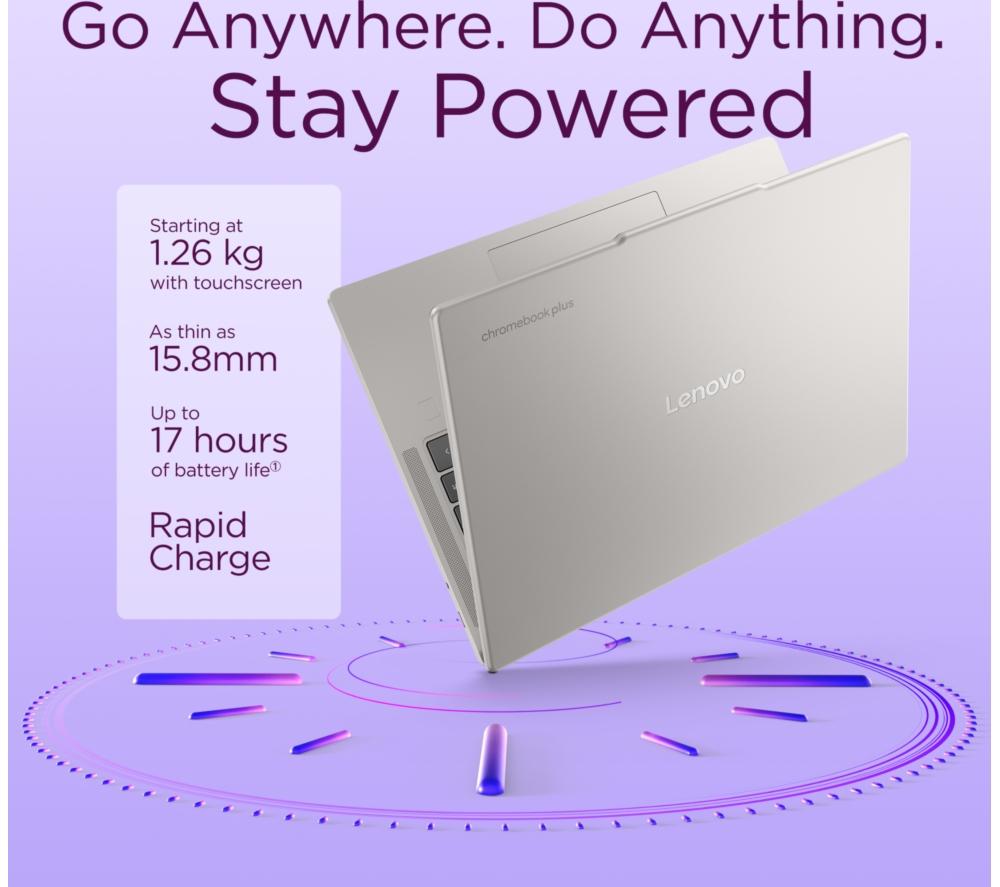 LENOVO Chromebook Plus 14" - MediaTek Kompanio Ultra 910, 256 GB UFS, Grey