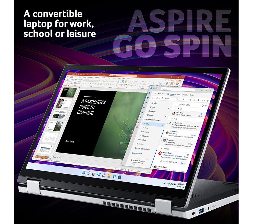 Portátil 2 en 1 ACER Aspire Go Spin 14 de 14" - Intel® Core™ 3, SSD de 256 GB, Plata