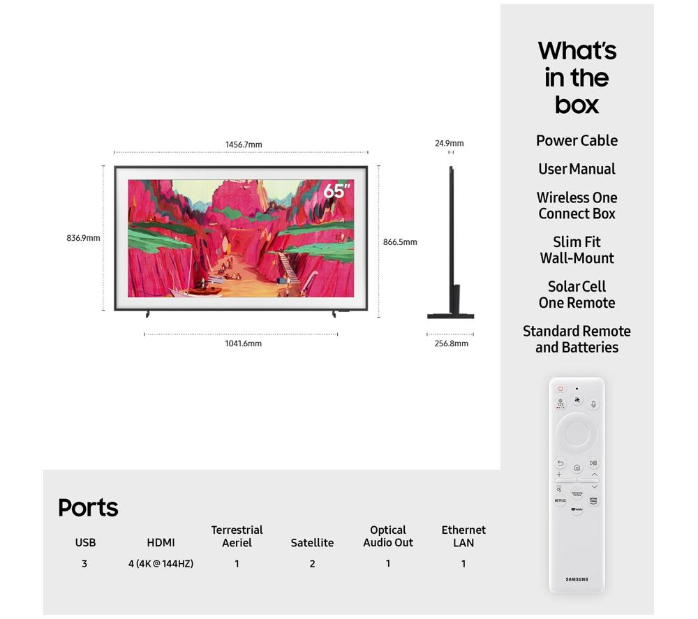 SAMSUNG The Frame Pro (2025) TV IA inteligente Neo QLED 4K de 65" con modo Arte y soporte de pared Slim Fit - QE65LS03FW
