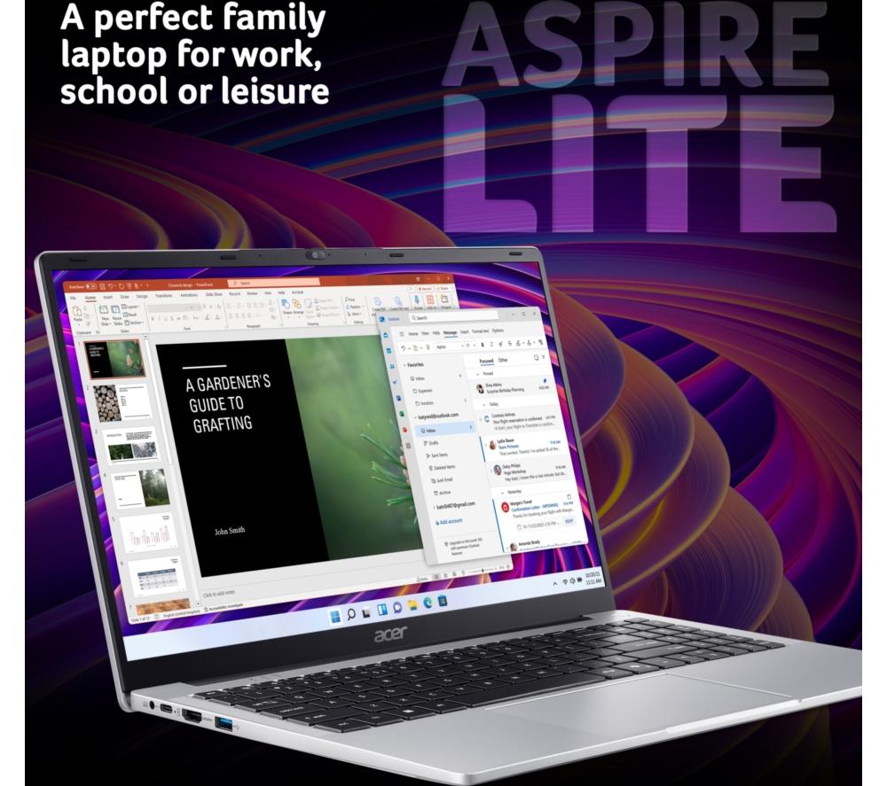 ACER Aspire Lite 15,6" Laptop - Intel® Celeron®, 128 GB eMMC, Grau
