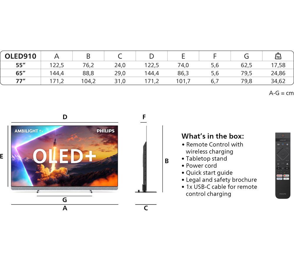 PHILIPS OLED910 77" OLED 4K HDR Ambilight Smart TV - 77OLED910/12