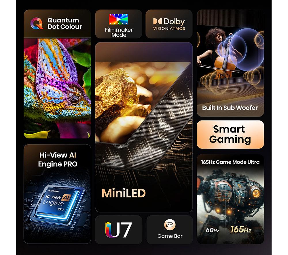 HISENSE U7Q 100" Mini LED 4K 165Hz Smart AI TV with Freely - 100U7QTUK