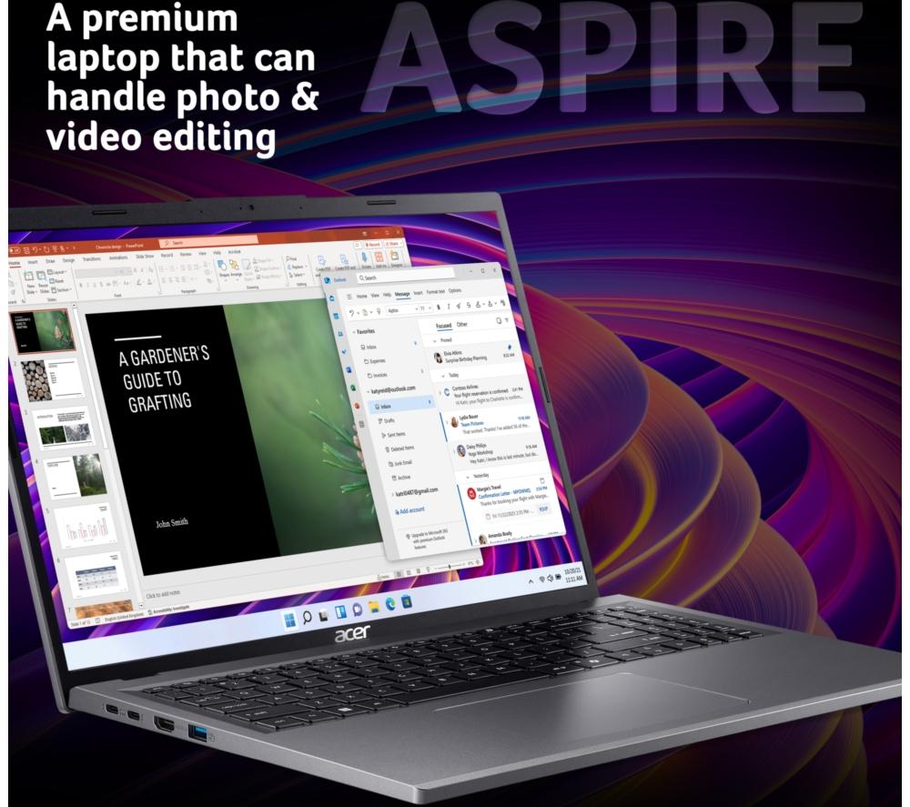 Portátil ACER Aspire 16 de 16" - Intel® Core™ Ultra 7, SSD de 1 TB, Gris