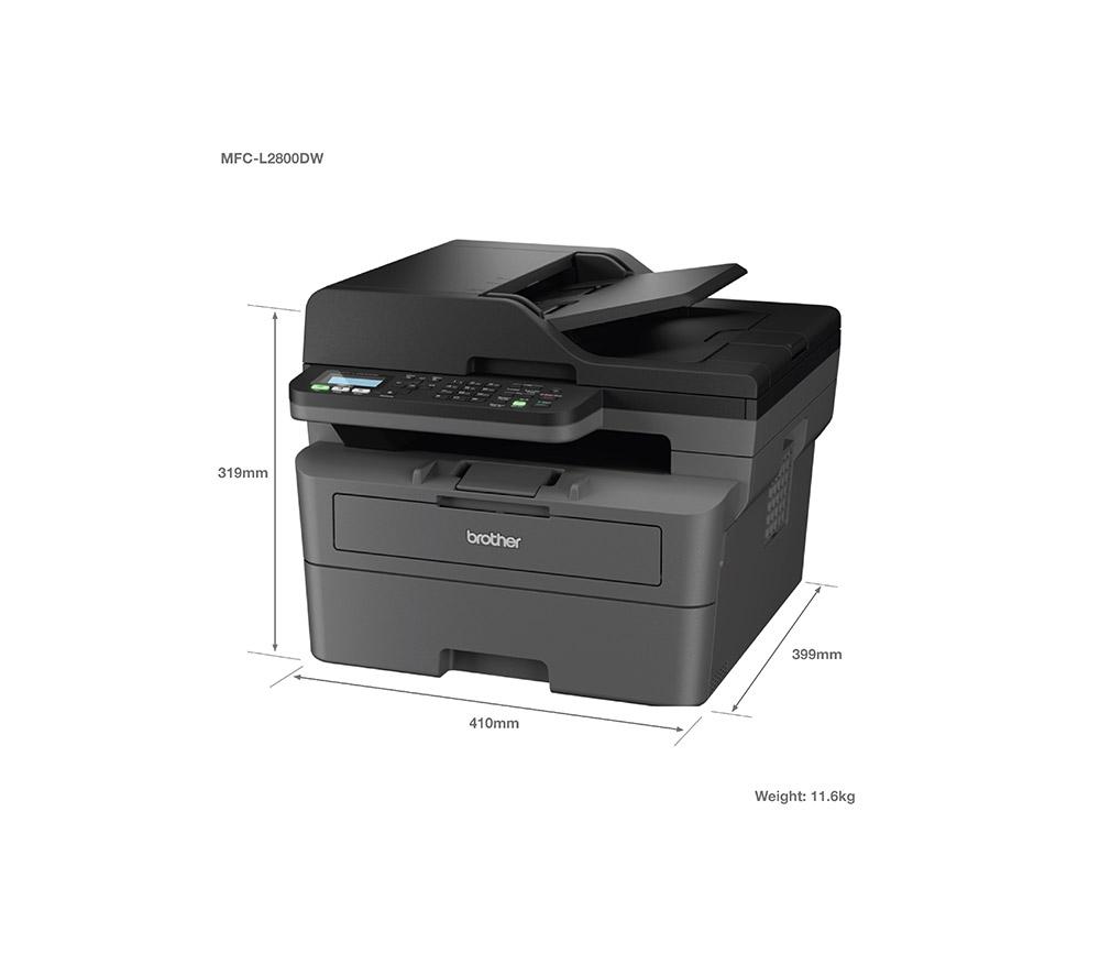BROTHER MFCL2800DW Monochrome All-in-One Wireless Laser Printer with Fax
