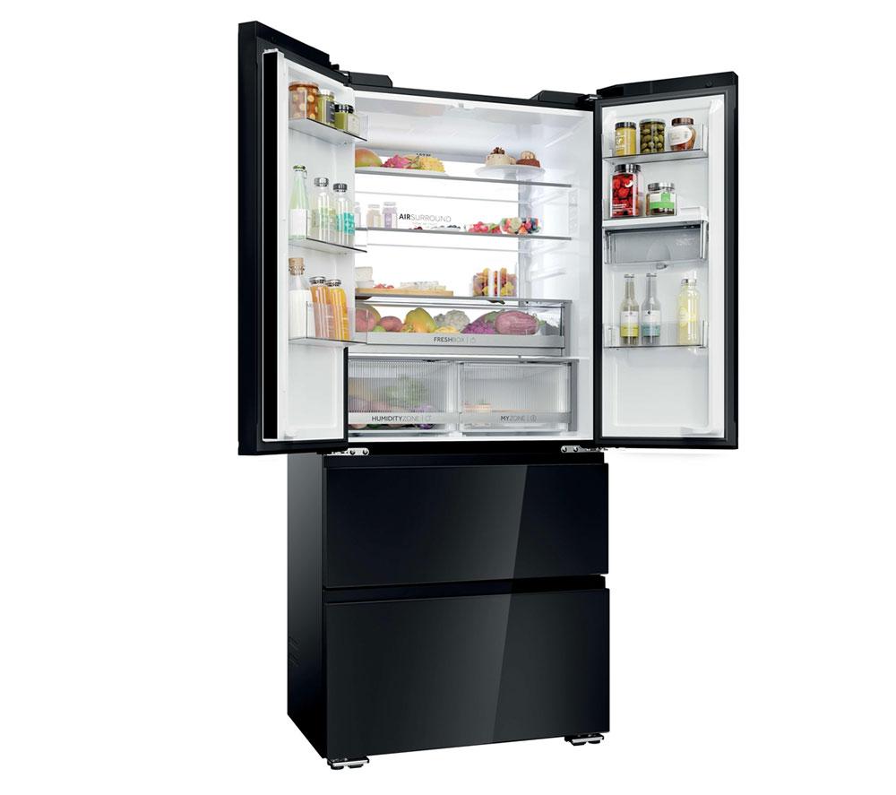 HAIER SpaceFit Serie 7 HFKR7819DWGB Kühl-Gefrier-Kombination – Obsidian-Schwarzglas