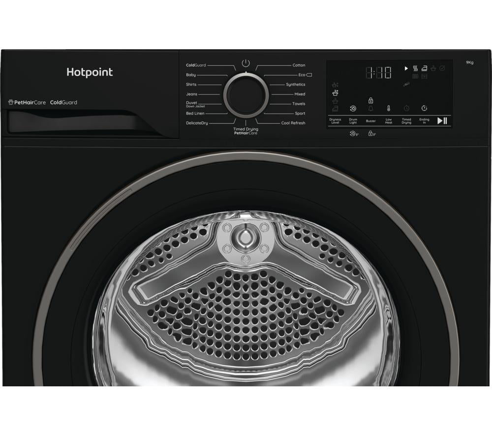 HOTPOINT PetHairCare C HD 93M BB UK 9 kg Heat Pump Tumble Dryer - Black