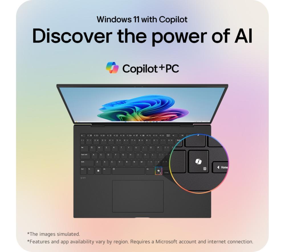 LG gram 16Z90TL-G.AU78A1 16” Laptop, Copilot+ PC - Intel® Core™ Ultra 7, 1 TB SSD, Black