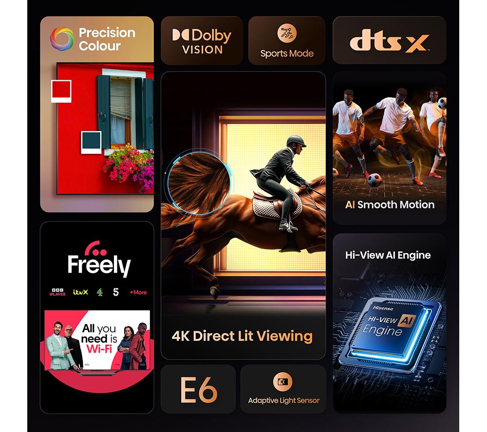 HISENSE E6Q 65" LED 4K HDR Smart TV with Freely - 65E6QTUK