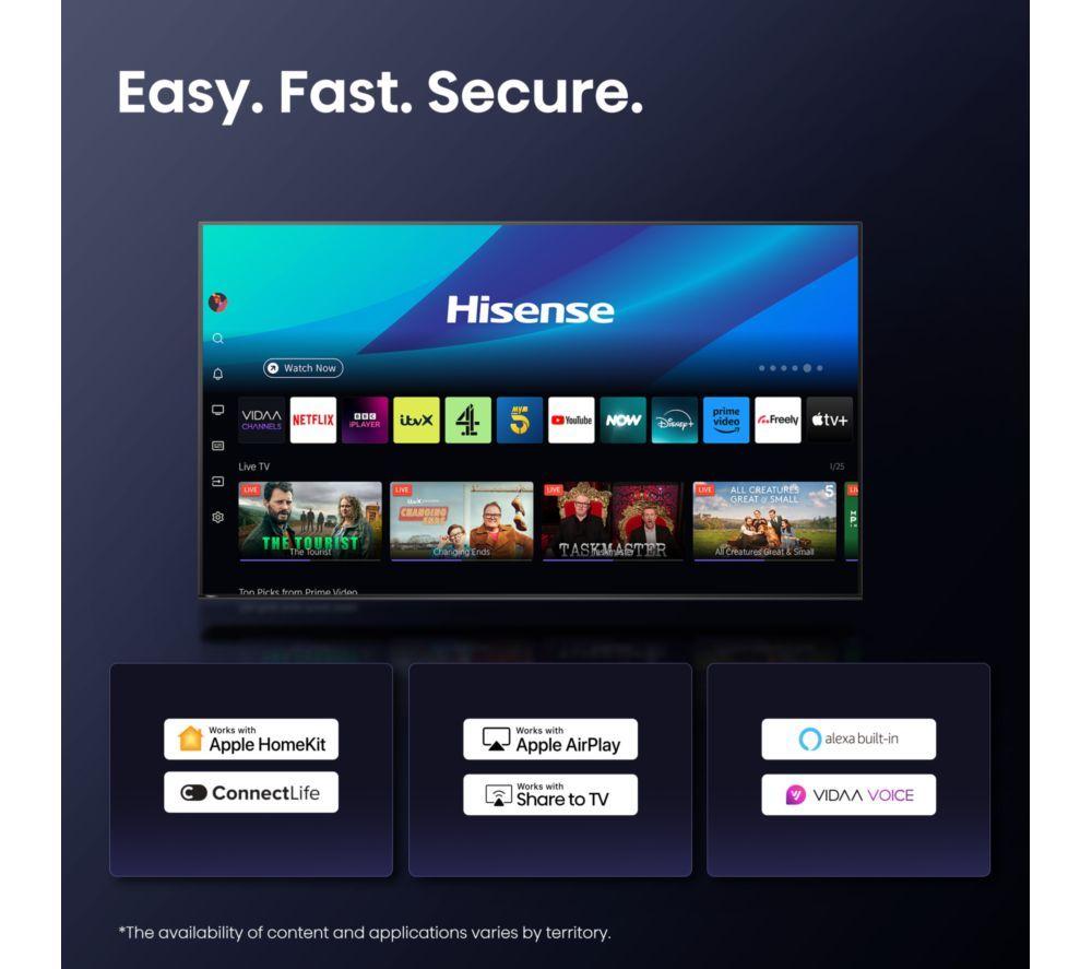 HISENSE E6Q 43" LED 4K HDR Smart TV with Freely - 43E6QTUK