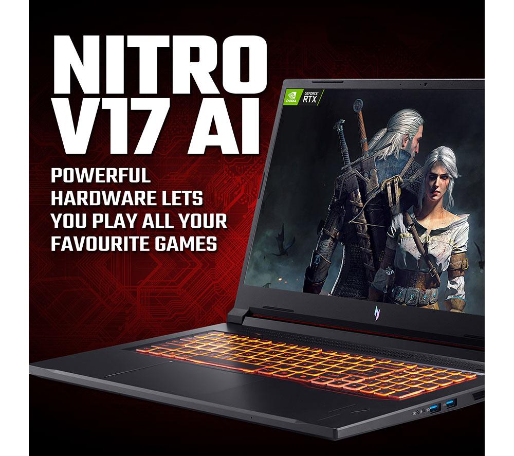 ACER Nitro V17 AI 17.3" Gaming Laptop - AMD Ryzen 7, RTX 5060, 1 TB SSD