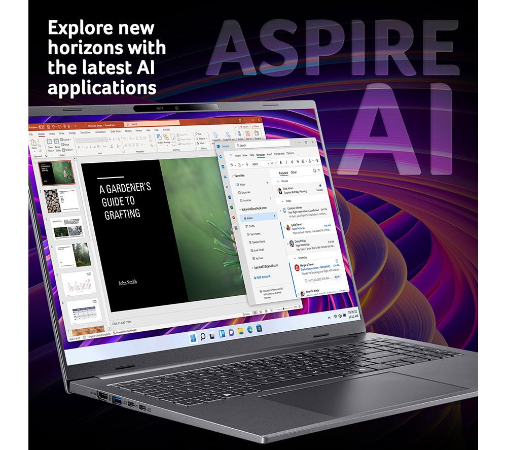 Portátil ACER Aspire 16 AI de 16", Copilot+ PC - Snapdragon X, SSD de 1 TB, gris